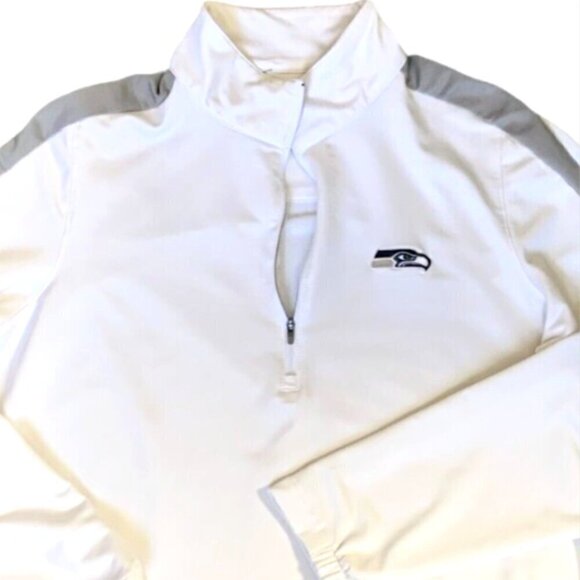 Antigua 1/4 Zip Pullover Top White Seattle Seahawks Men's L #33F - Picture 2 of 10